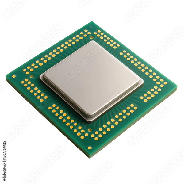 Obraz 3D icon of modern computer processor chip on black background