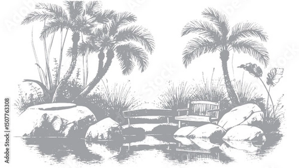 Obraz tropical island with palm trees