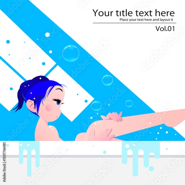 Fototapeta 可愛い女性のボデイケアや美容のベクター画像