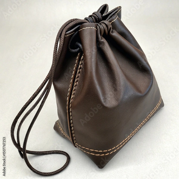 Fototapeta black leather fation bag isolated AI generated 