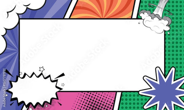 Obraz Empty colorful comic frame background template concept