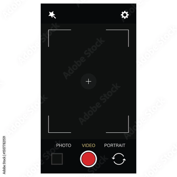 Obraz Phone camera viewfinder frame video or photo focus screen vertical template design