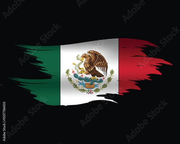 Obraz Abstract brush art mexico flag design vector