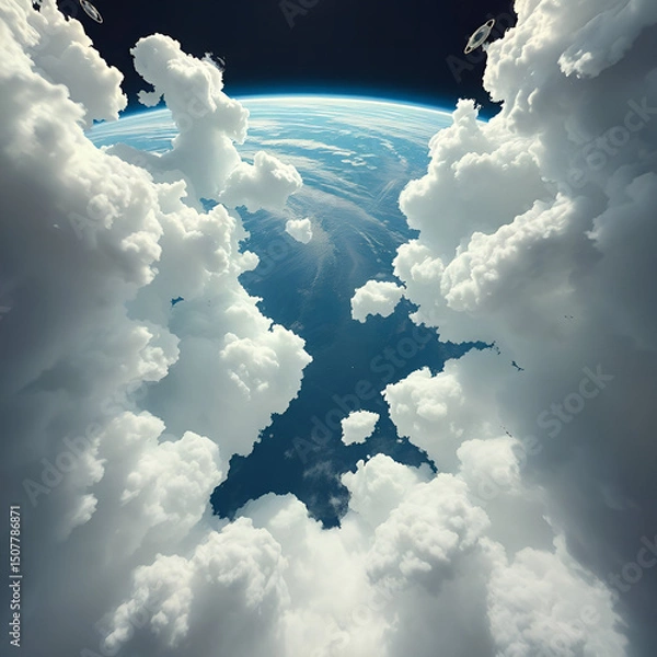 Obraz Earth Seen Through Dramatic Space Clouds