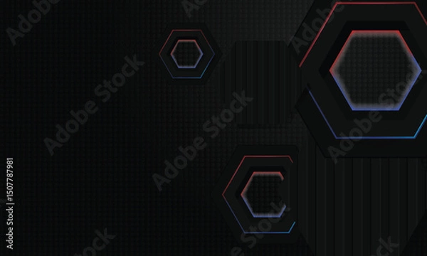 Obraz Black hexagon layer background with colorful shining light effect isolated
