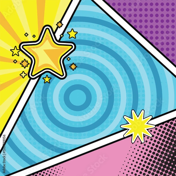 Obraz Colorful square comic book page background template pop art graphic