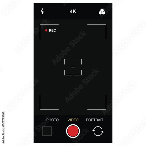 Obraz Phone camera viewfinder frame video or photo focus screen vertical template vector
