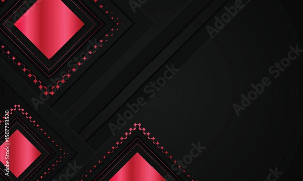 Obraz Black background with red gradient glitter geometric shape design
