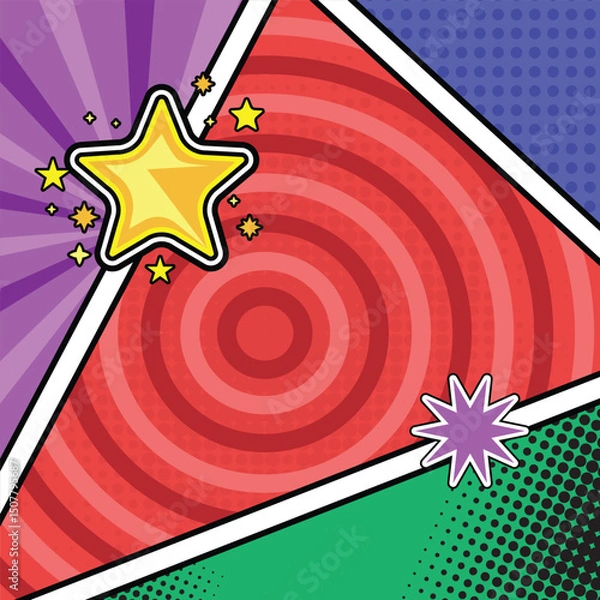 Obraz Colorful square comic book page background template pop art vector