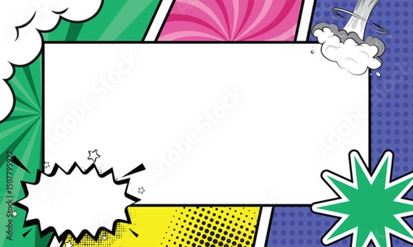 Obraz Empty colorful comic frame background template graphic