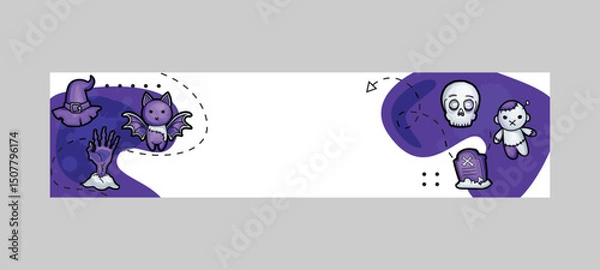 Obraz Halloween holiday horizontal banner template background design