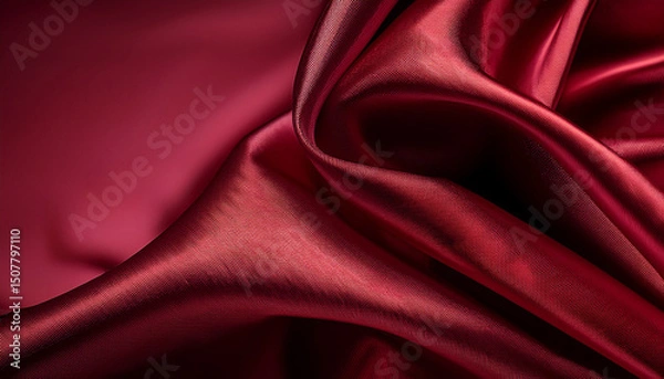 Obraz rich maroon and deep red draped satin fabric with shadows