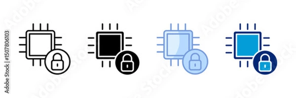 Fototapeta Cybersecurity Icon Set Multiple Style Collection