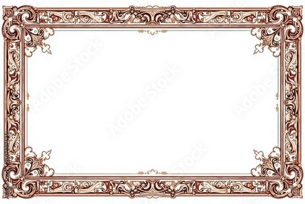 Fototapeta Intricate Roman-style border on pure white backdrop, art, vintage, decor