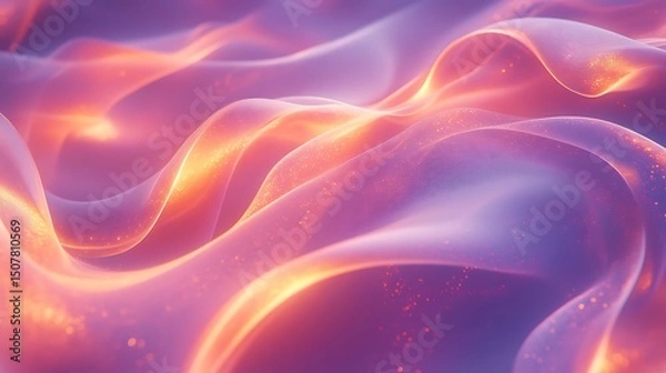 Fototapeta Abstract flow of glowing light with purple and orange waves, and modern art background.