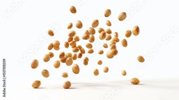 Obraz Soybeans levitate isolated on a white background.