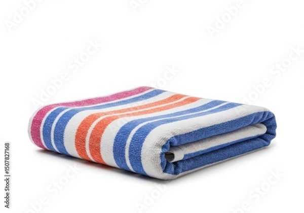 Obraz Folded striped towel isolated on white background