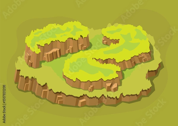 Fototapeta Isometric natural green grassy island