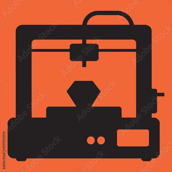 Obraz 3d printer manufacturing diamond silhouette