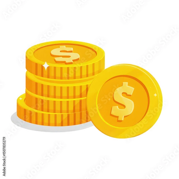 Obraz Stack of shiny gold coins symbolizing wealth and prosperity.