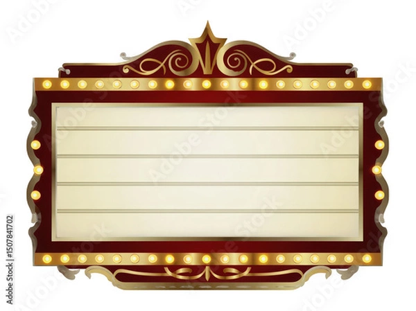 Obraz Vintage theater marquee with lights and ornate design, empty for personalization.