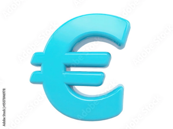 Obraz Bright blue euro symbol standing out against a clean background.