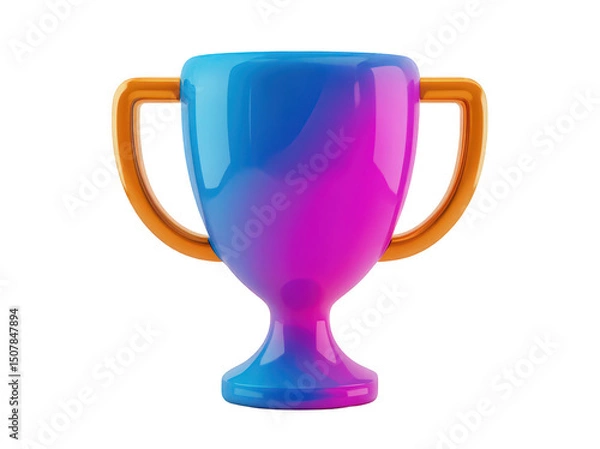 Obraz Colorful trophy with a glossy finish, perfect for celebrating achievements.