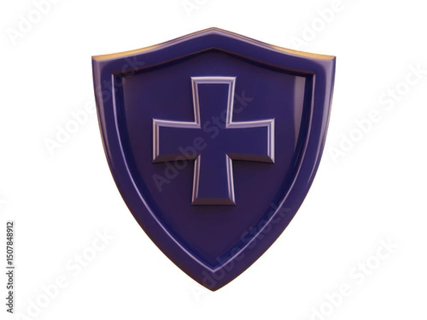 Obraz A glossy purple shield featuring a raised cross at the center.
