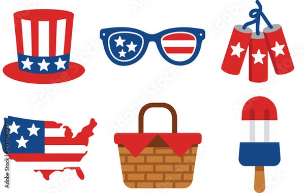 Obraz Patriotic Picnic & Fireworks Icons