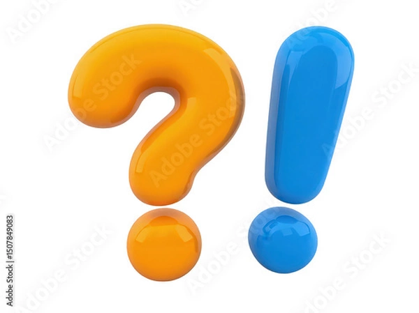 Obraz Colorful question mark and exclamation mark in bright orange and blue tones.