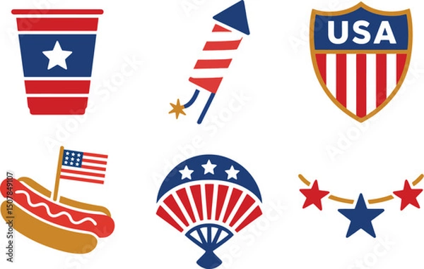 Obraz Patriotic USA Icons Vector Set