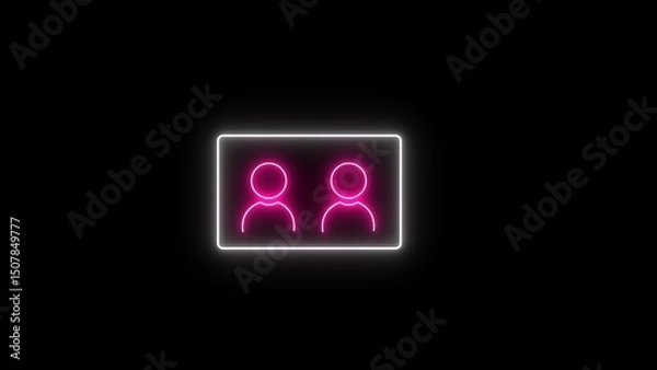 Obraz People with NID card verify icon. Neon Smart card icon.