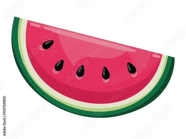 Obraz Vibrant slice of watermelon showcasing bright pink flesh and black seeds.