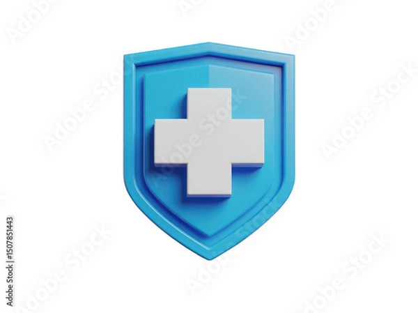 Obraz A blue shield with a white medical cross symbolizing health protection.