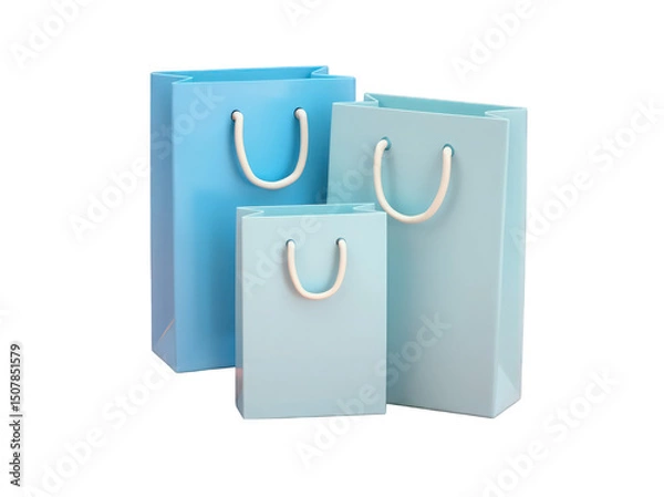 Obraz Three elegant blue gift bags of varying sizes with white handles.