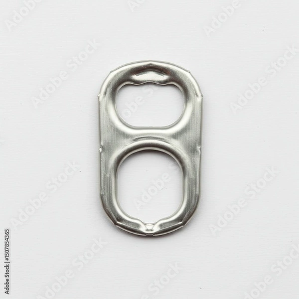 Fototapeta Metal can tab isolated on white background. for crafting and recycling uses.