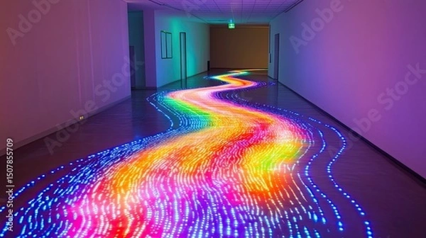Fototapeta Hallway Floor Projection: Rainbow Light River