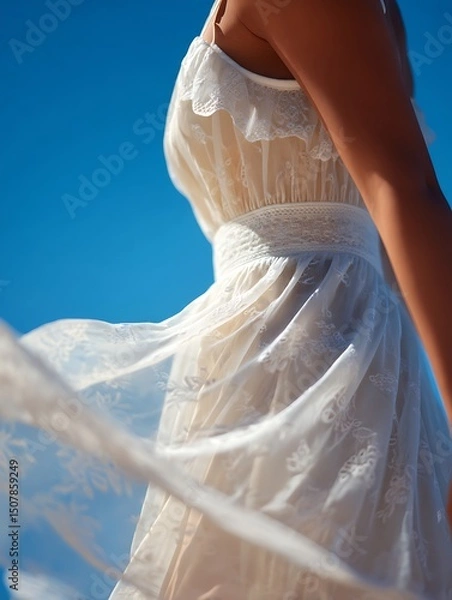 Obraz lace fabric around waist in gentle breeze