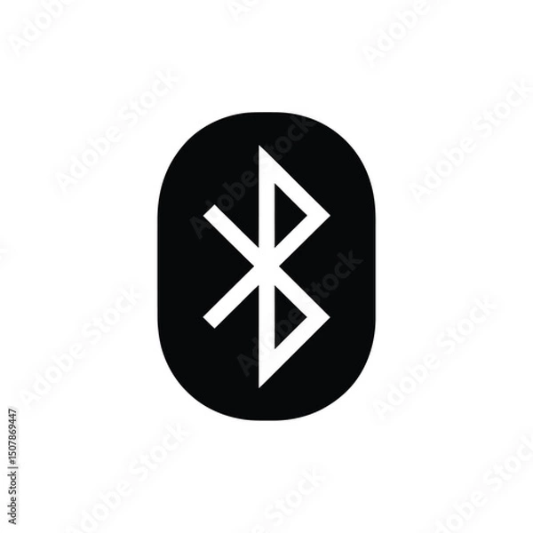 Fototapeta Isolated black bluetooth symbol in oval shape on white background for communication tech