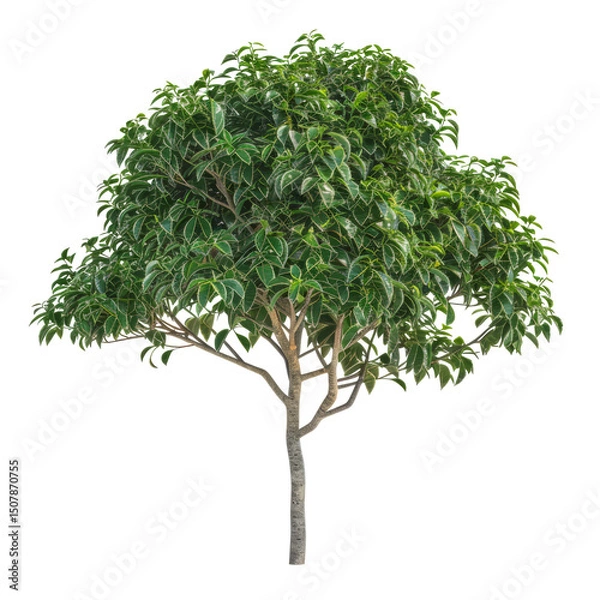 Fototapeta Ficus Benjamina Isolated On White. A Lush Plant Adds Nature And Serenity To Any Project.