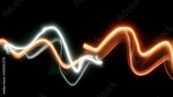 Fototapeta Dynamic Waves of Neon Lights in Futuristic Style