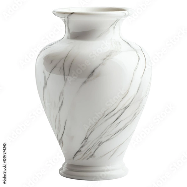 Fototapeta Marble vase. Isolated object with transparent background. Interior decoration, blank empty vase mockup 