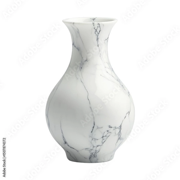 Fototapeta Marble vase. Isolated object with transparent background. Interior decoration, blank empty vase mockup 