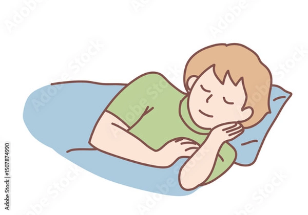 Fototapeta Sleeping, relaxation and comfortable rest concept. women napping and sleeping in beds with pillows under blankets. Hand drawn style vector design illustrations.