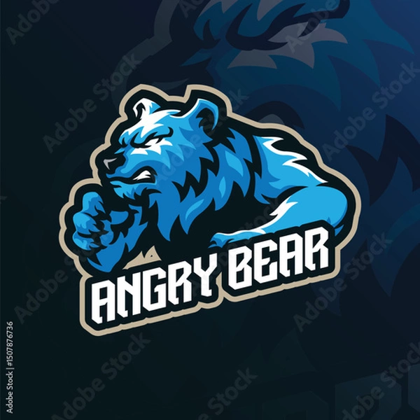 Obraz Bear mascot logo with modern illustration concept style for badge, emblem and t shirt printing. Angry bear illustration.