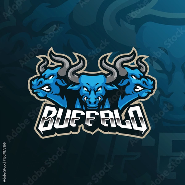 Obraz Bull mascot logo with modern illustration concept style for badge, emblem and t shirt printing. Bull head illustration.