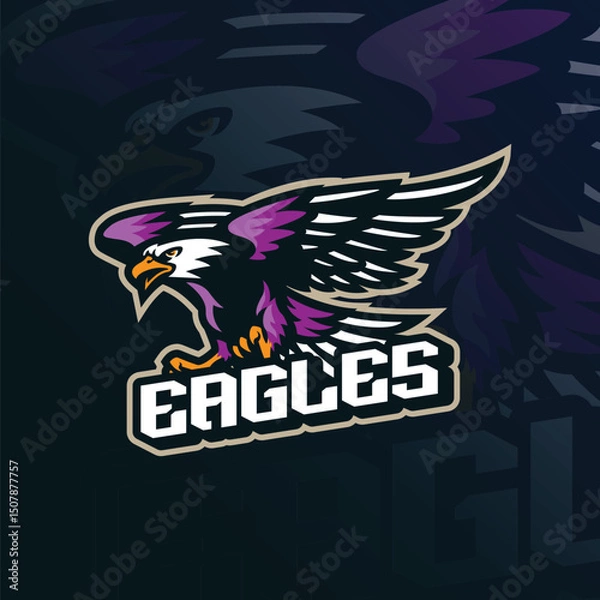 Obraz Eagle mascot logo with modern illustration concept style for badge, emblem and t shirt printing. Eagle illustration for sport team.