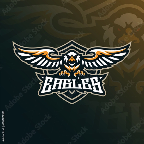 Obraz Eagle mascot logo with modern illustration concept style for badge, emblem and t shirt printing. Angry eagle illustration.