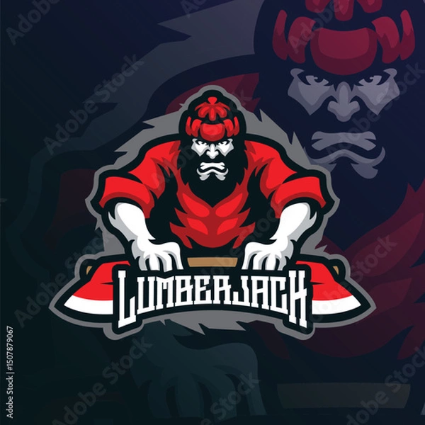 Obraz Lumberjack mascot logo with modern illustration concept style for badge, emblem and t shirt printing. Lumberjack illustration for sport team.