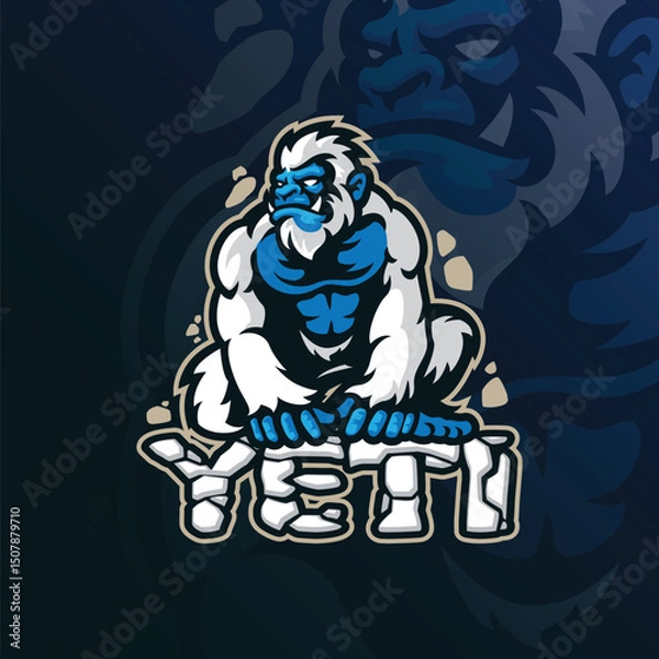 Obraz Yeti mascot logo with modern illustration concept style for badge, emblem and t shirt printing. Yeti illustration for sport team.